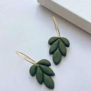 Green Leaf Hoop Earrings Ireland